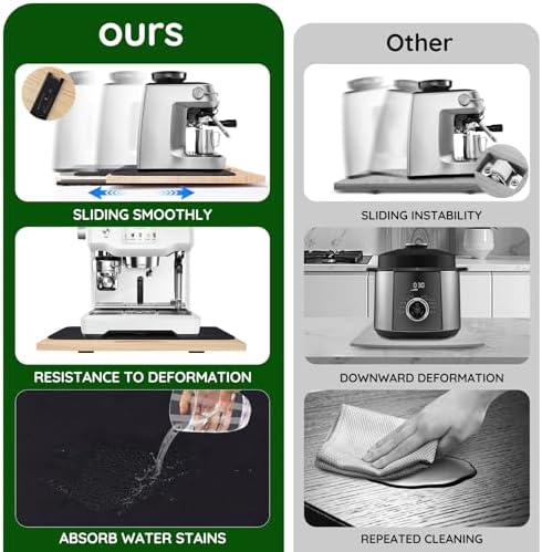 Appliance Slider, Solid Wood Large Sliding Tray for Coffee Maker