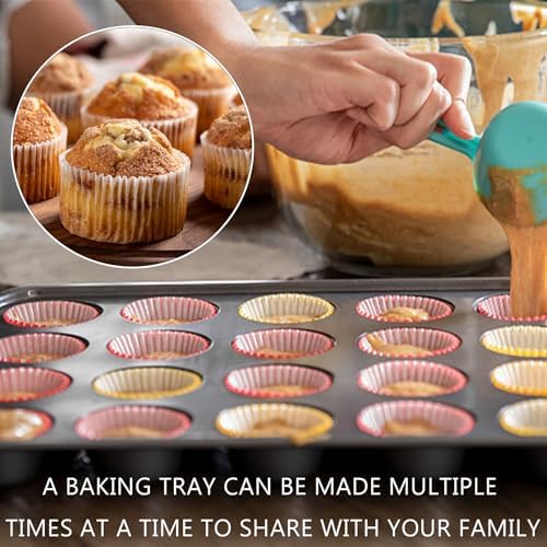 2 Pack Mini Muffin Pan Nonstick Mini Carbon Steel Cupcake Pans 24 Cups