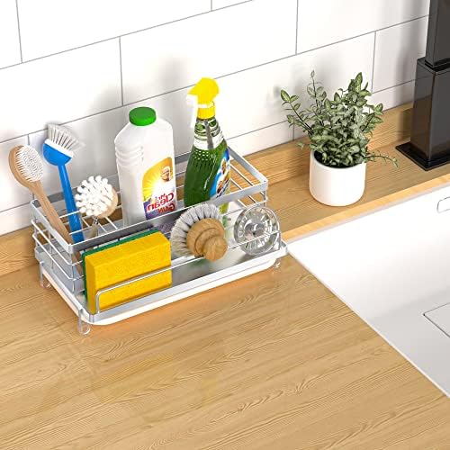 Cisily Stainless Steel Sponge Holder for Kitchen Sink, with Drip Tray