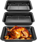 6 Pcs Roasting Pan with Rack Set 14/13/12" Stainless Steel Cookie