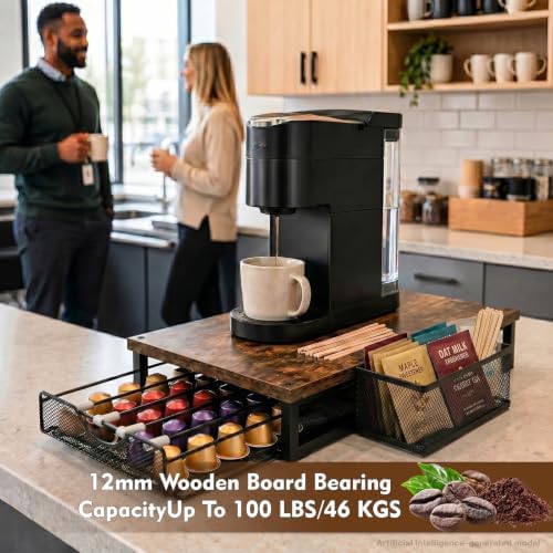 Coffee Pod Holder for Counter,Coffee Station Organizer with Sliding Basket