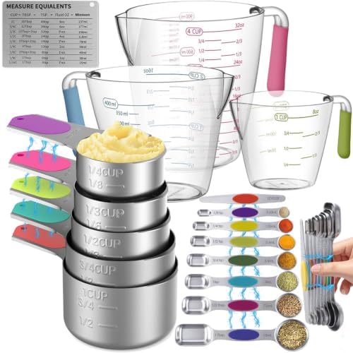 Magnetic Stainless Steel Measuring Cups and Spoons Set for Cooking &