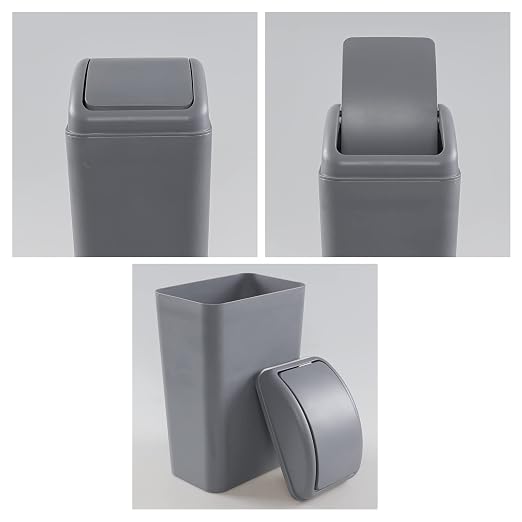 Plastic Waste Bin with Swing Lid, 14 Liter Garbage Can, 1 Pack - Image 2