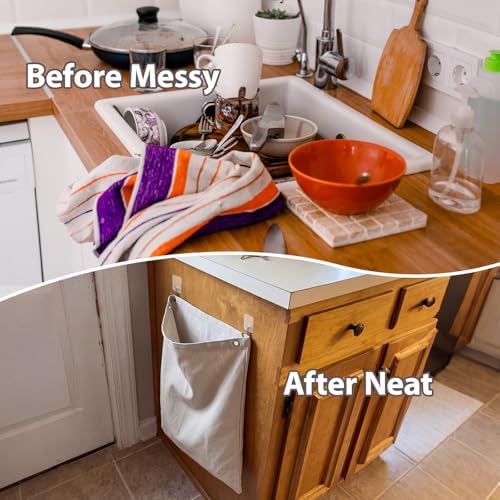 Tingjoo 2 Pack Reusable Dirty Rag Storage Bag Grey Cotton Dish Towel