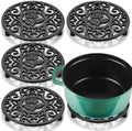 LEIFIDE 4 Pack 5.2 Inch Cast Iron Trivet Round Hot Pot Holder, Black