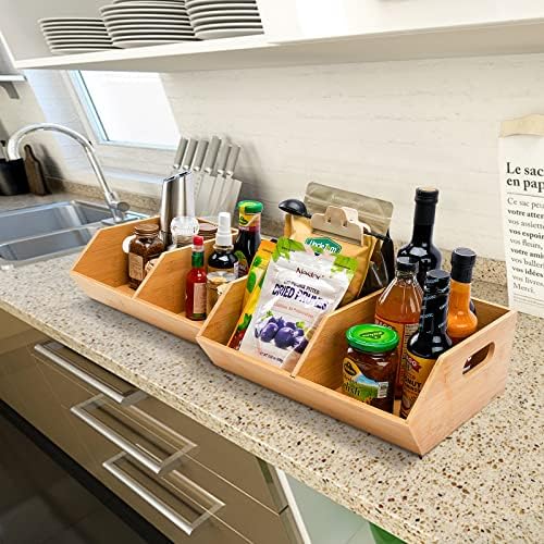 2 Set Bamboo Storage Bin, Pantry Organization and Storage Baskets
