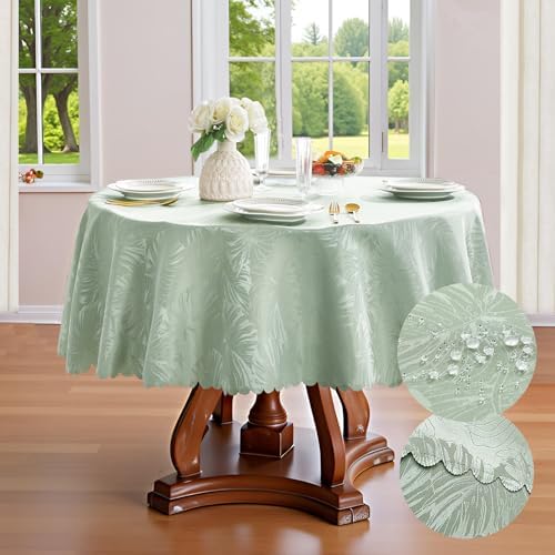 Round Tablecloth 50 Inch for 20-36 Inch Table, Jacquard Table Cloth