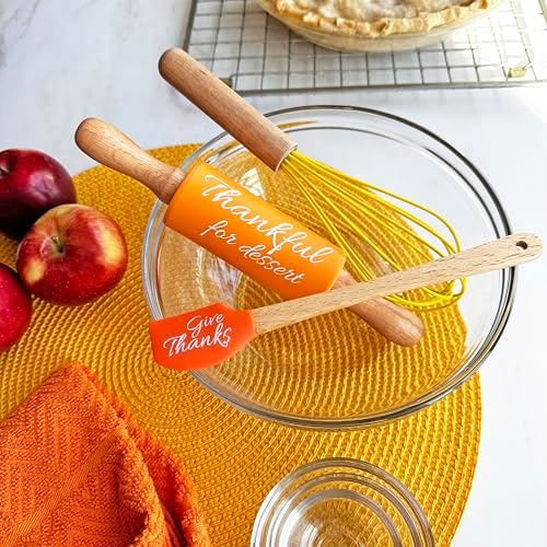 R&M Fall Holiday 3 Piece Mini Bake Set – Spatula, Whisk & Rolling Pin