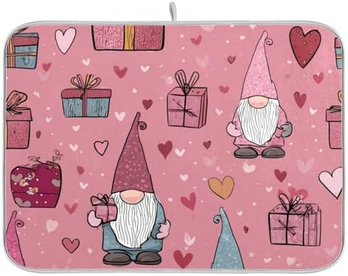 OTVEE Sweet Gnome Art Dish Drying Mat for Kitchen Counter Absorbent