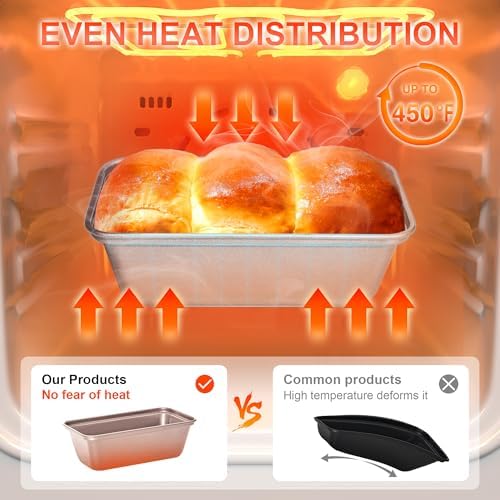 HONGBAKE Mini Loaf Pans for Baking, Nonstick Small Bread Pans of 3, 6