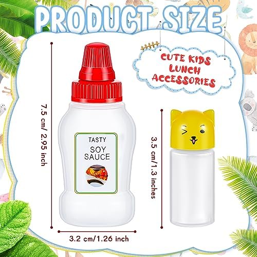 26 Pcs Lunch Bento Soy Sauce Case Containers, 5 Mini Condiment Squeeze