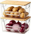 FUSHITON 2 Set Pantry Organizers, Clear Trash Bag Holder with Bamboo