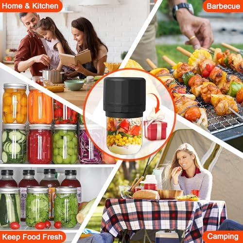 YiaPie Electric Mason Jar Vacuum Sealer Kit, Black