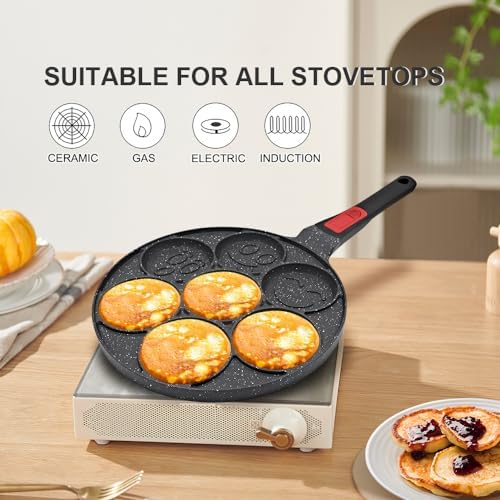 RANX INGST Pancake Pan 7 Holes Induction, Non Stick Mini Crepe Pan