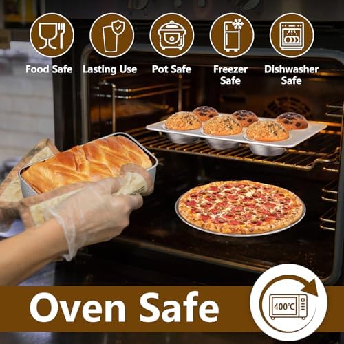 P&P CHEF 12-Piece Bakeware Set, Stainless Steel Baking Pans Set for