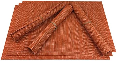 WAZAIGUR Placemats Set of 6 for Dining Table, 17.7" x 11.8", Orange