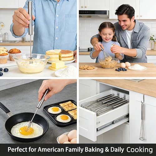 3 Packs Stainless Steel Whisk Set,Whisks for Cooking Non Scratch.
