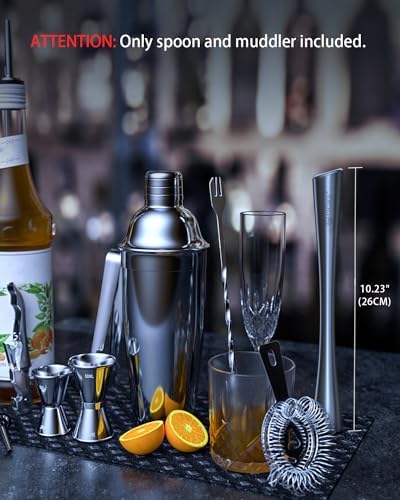 10 Inches Stainless Steel Muddler and Mixing Spoon for Cocktails, Bar