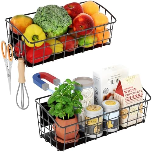 2-Pack Magnetic Shelf for Refrigerator, Black