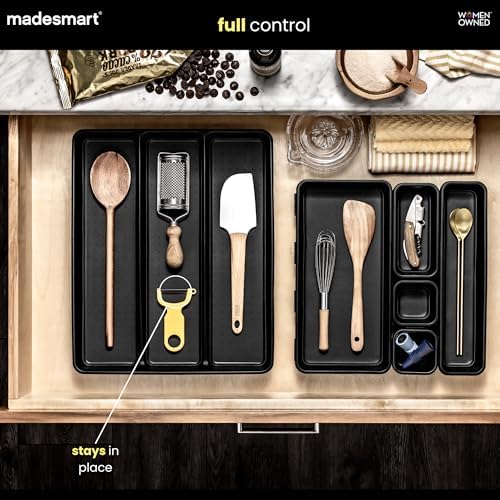 madesmart Classic 3-Compartment Utensil Tray, Carbon