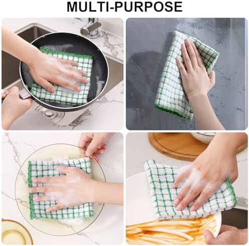 Kitinjoy Cotton 8 Pack Terry Kitchen Dish Cloths, Mixed Color