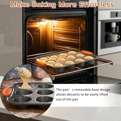 4 Pcs Mini Cheesecake Pans with Silicone Handle Anti Heat Nonslip