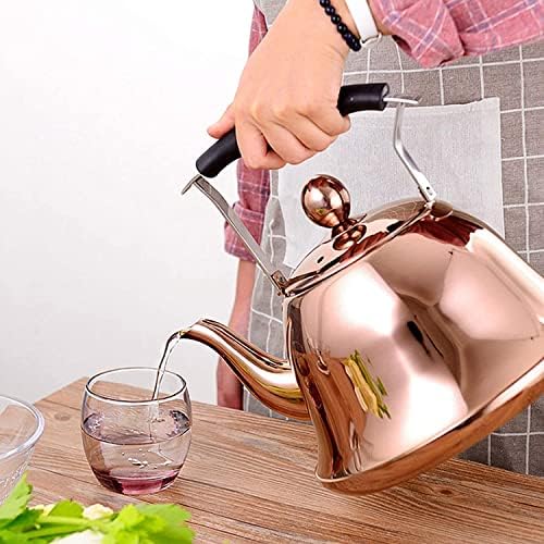 2 Quart Stainless Steel Tea Kettle, Brass
