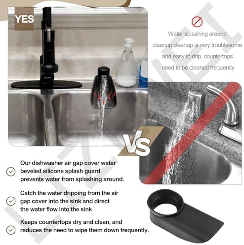 Black Dishwasher Air Gap Cover Water Ramp Silicone Splash Guard