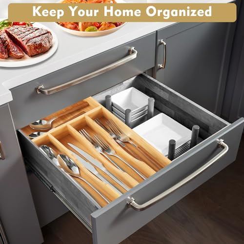 Bamboo Kitchen Drawer Organizer, 8.25"