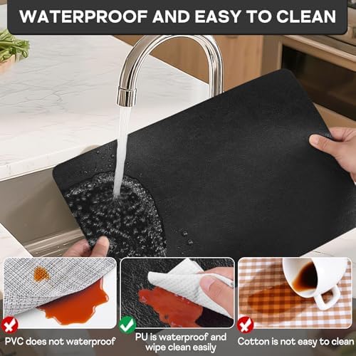 Faux Leather Placemats Set of 6, Washable Place Mats, Vinyl Placemats