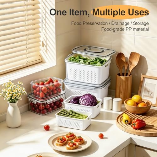 YudouTech 4 PCS Fruit Storage Containers with Removable Colander