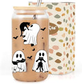 Coolife Halloween Ghost Black Cat Iced Coffee Cup, Spooky Glass