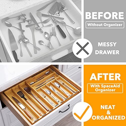 SpaceAid Bamboo Silverware Drawer Organizer, 10 Slots