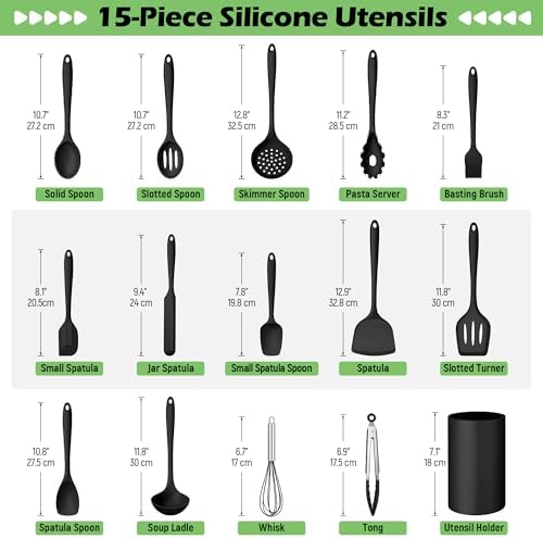 Homikit 15pcs Silicone Cooking Utensil Set with Holder