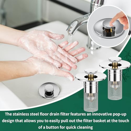 Vodolo 3-in-1 Sink Drain Strainer, 2PCS Stainless Steel