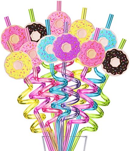 24 Reusable Donut Straws for Birthday Party Supplies | Party Favors