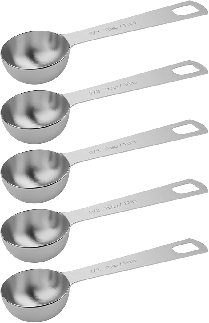 5PCS 2/3tbsp Single Measuring Spoon, Stainless Steel Individual Teaspoons Only by BERYLER