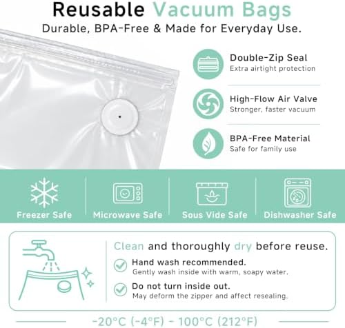 Mehomeli Vacuum Sealer Set with 3 Glass Containers, 30 Bags