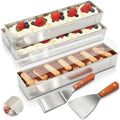 Blushtier 4 Pcs Nonstick Rectangle Tiramisu Cake Pan with Acrylic Lid