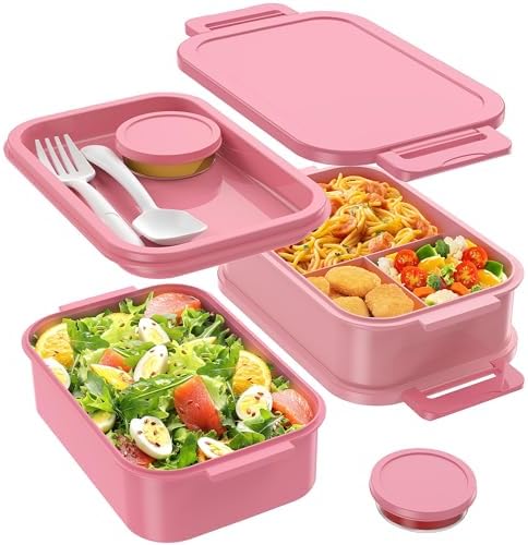 Jelife Bento Lunch Box for Adults, 3 Layers Leak-Proof Stackable Bento