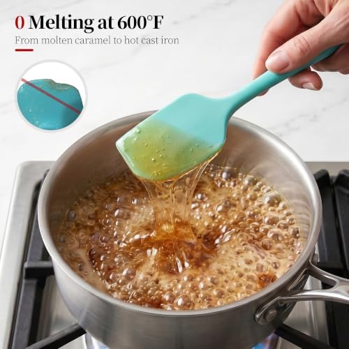 600oF Heat Resistant Large Silicone Spatula for Baking, Aqua Sky