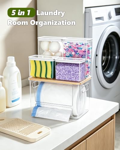iCASA 5 in 1 Trash Bag Holder Dispenser Dishwasher & Laundry Pods