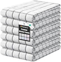 Homaxy Premium Kitchen Towels(16”x 28”, 6 Pack), Check Design, Grey