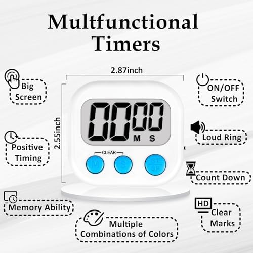 ZILLEEN Digital Kitchen Classroom Timers for Kids Cooking 6pcs