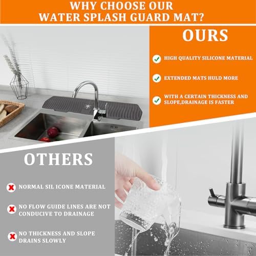 30 Inch Sink Splash Guard,Longer Silicone Sink Mat for Kitchen