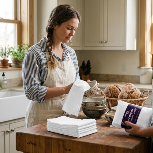 Avalon Kitchen Flour Sack Towels – 15 Pack, 28x28 Inch, 100% Cotton