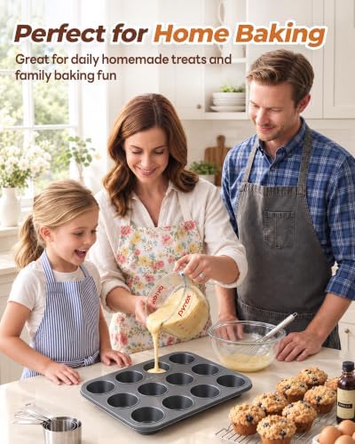 Bake Choice Muffin Pan for Baking, Standard Cupcake Pan, Nonstick 12