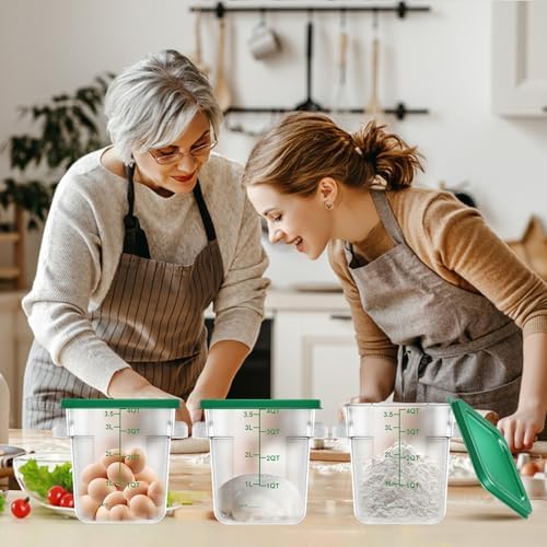 4 pcs 4qt Food Storage Containers with Lid, Square Clear Commercial
