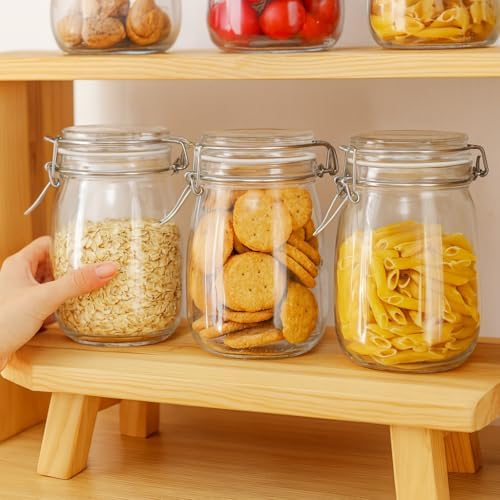 Glass Jars with Airtight Lid 34 oz 4 Pack Wide Mouth