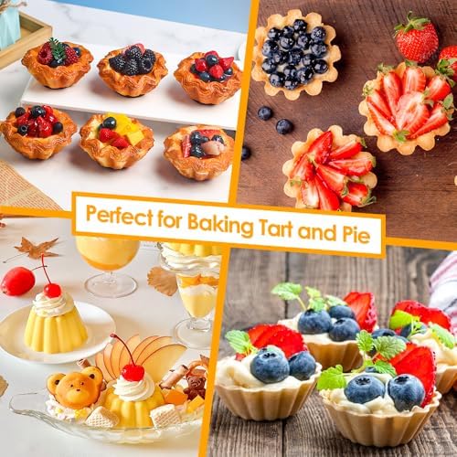 12 pcs Egg Tart Molds, 3.6" Mini Tart Pans, 1.2'' Deep Non-Stick